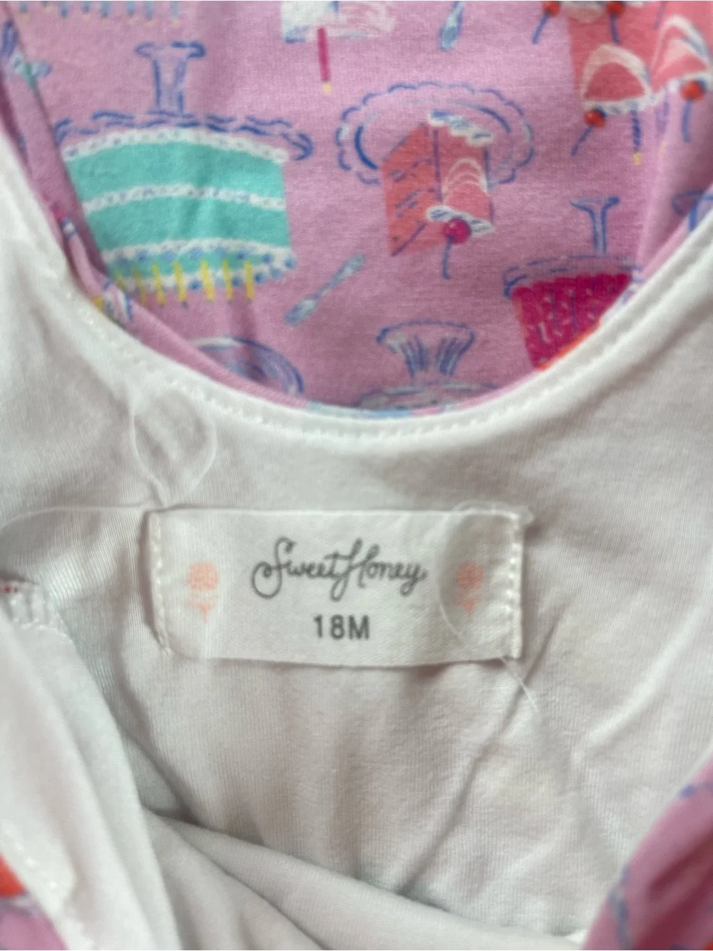 SWEETHONEY EUC HSA Cake Party Birthday Print Bamboo Romper